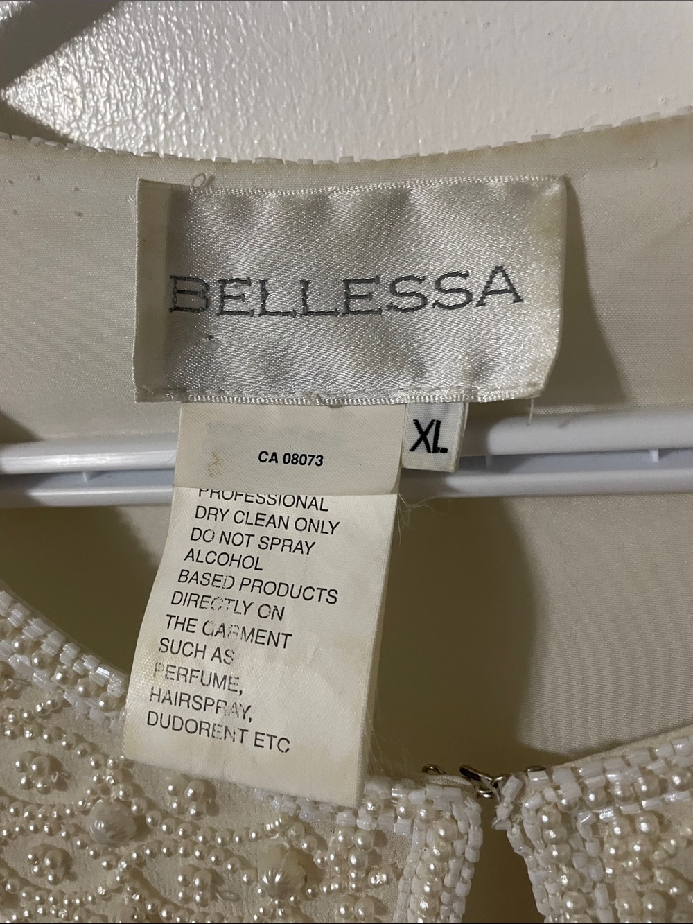 Vintage Bellessa Cream Beaded Silk Jacket Size XL - Picture 3 of 7